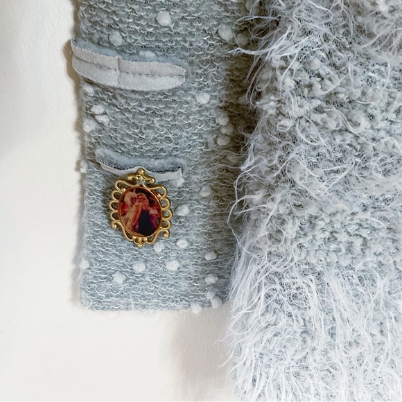 Elisa Cavaletti by Daniela Dallavalle Grey Open Front Bobble Cardigan Size M - Picture 5 of 11